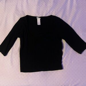Womens Black Long-Sleeve Cropped Too